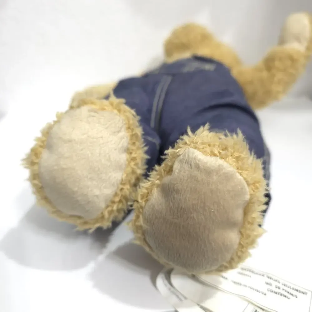 IKEA BRUMMA‎ Teddy Bear Jointed Cuddle Brown Plush in Blue Denim Overalls